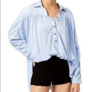 Blue Oversized Free People Blouse
